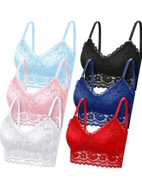 Lace Bralette Crop Top - Multiple Colors 6PCS